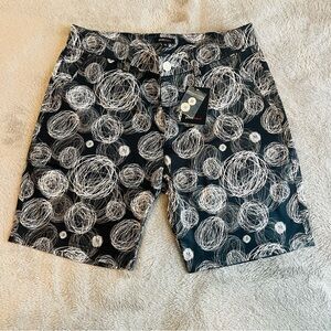 Post Marc Black and White Patterned Men Shorts 32